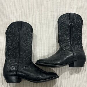 Black Leather Larry Mahan Cowboy Boots